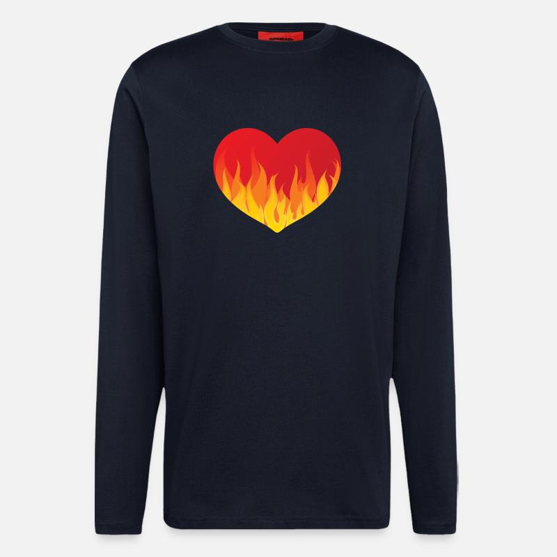 Heart with fire eu - Longsleeve - made by SPREAD  - DARK NAVY