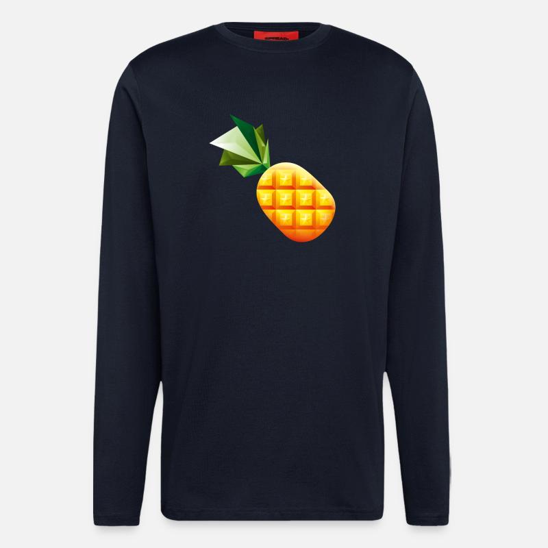 Smiley Pineapple - Manches longues bio décontracté fabriqué en UE - DARK NAVY