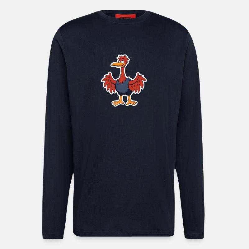 Ostrich Funny Comic Bird Shirt - Longsleeve - made by SPREAD  - DARK NAVY