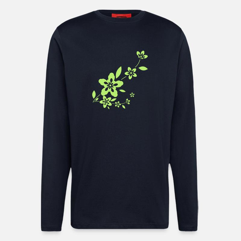 fleurs - Manches longues bio décontracté fabriqué en UE - DARK NAVY