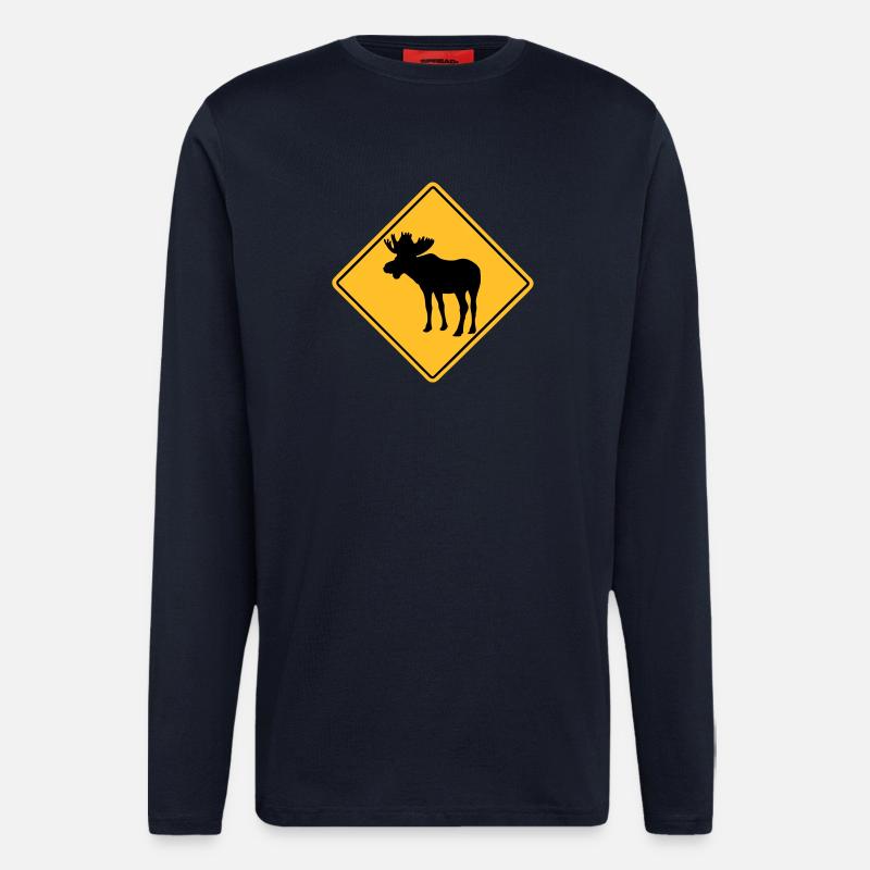 Moose Road Sign - Langarmshirt - made by SPREAD  - DARK NAVY