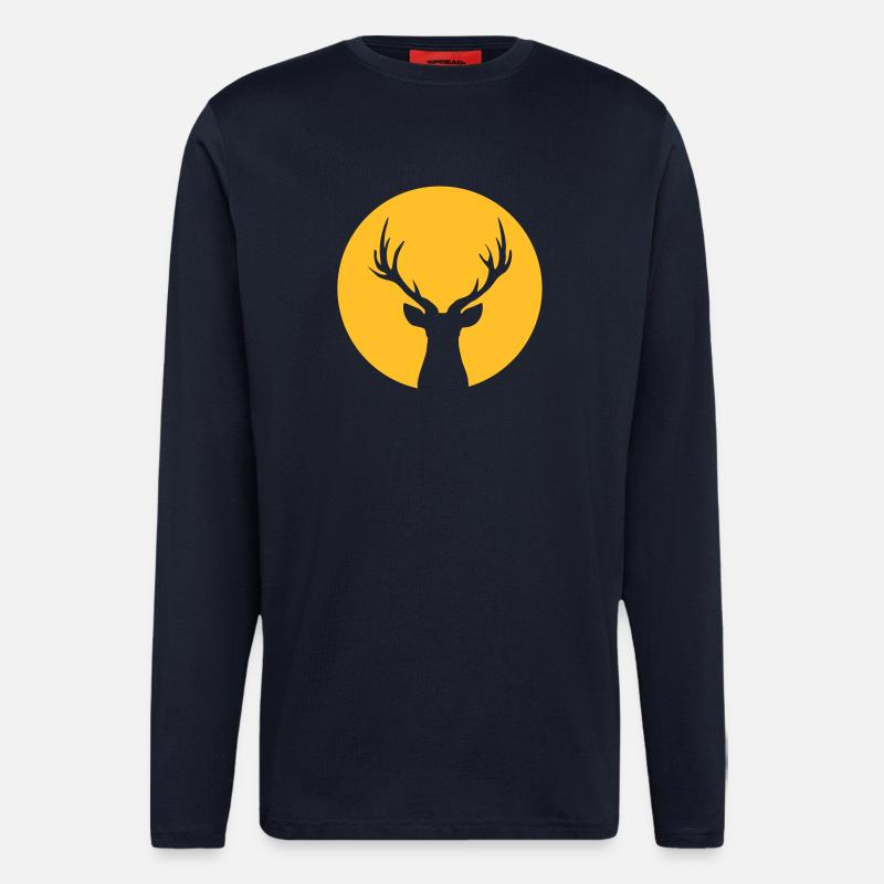 Deer In Moonlight Front - Langarmshirt - made by SPREAD - DARK NAVY