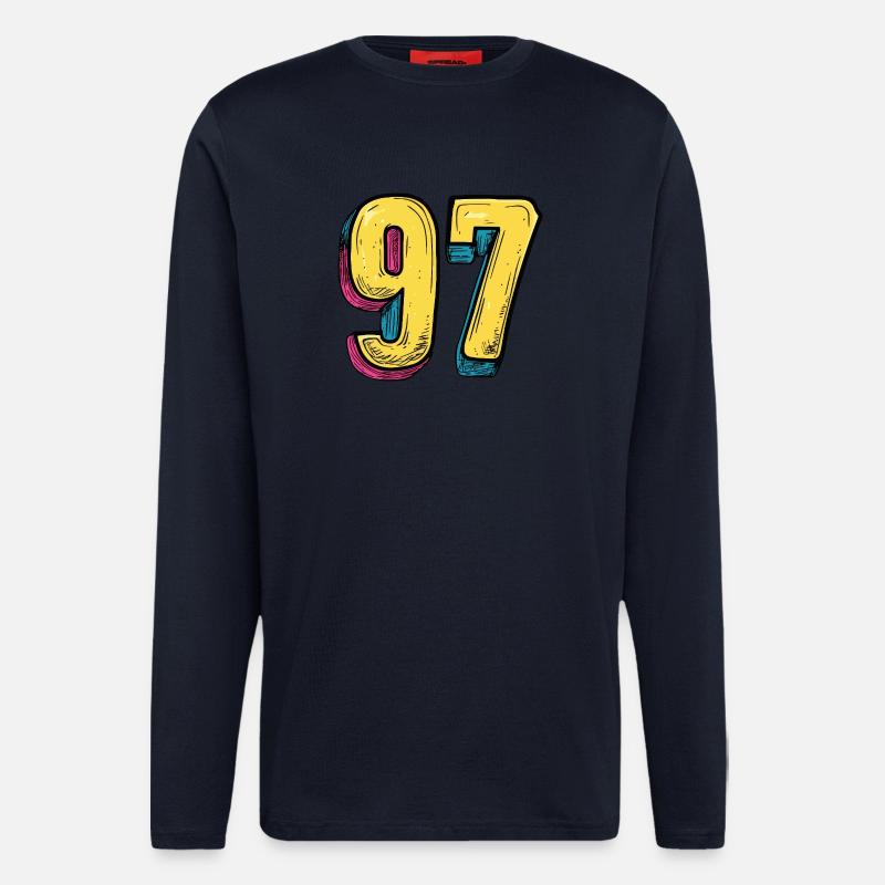 97 Zahl Comic - Langarmshirt - made by SPREAD  - DARK NAVY