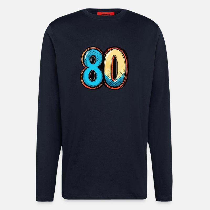 80 Zahl Comic - Langarmshirt - made by SPREAD  - DARK NAVY