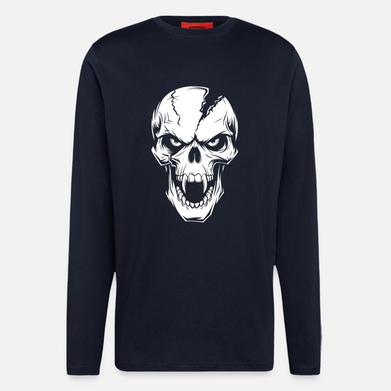 Angry Screaming Skull - Longsleeve - made by SPREAD - DARK NAVY