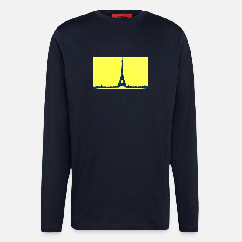 Tour Eiffel dans abstrait - Manches longues bio décontracté fabriqué en UE - DARK NAVY