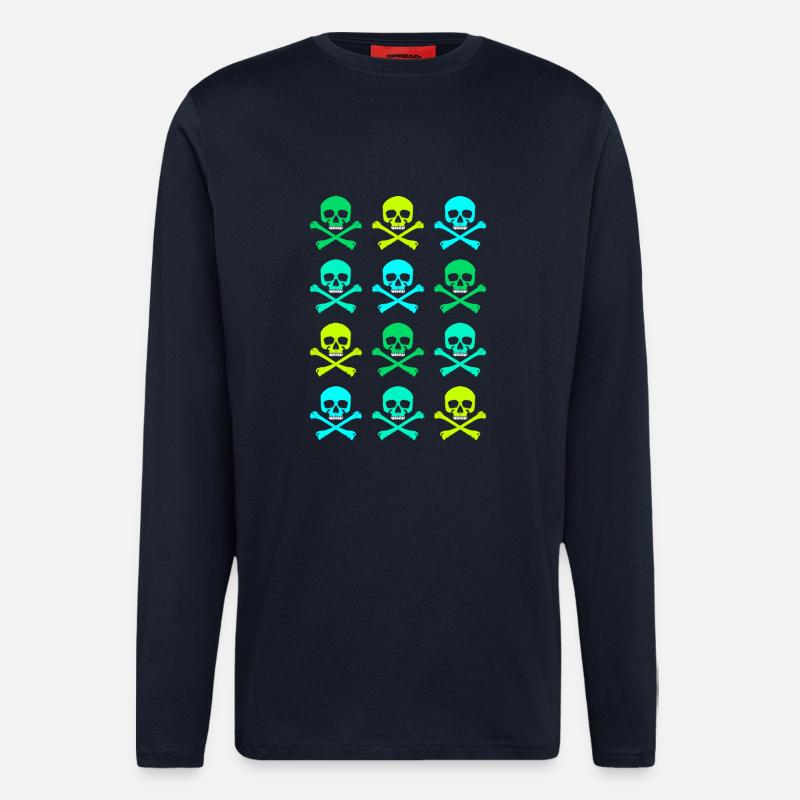 Skull / Pattern / Green - Longsleeve - made by SPREAD  - DARK NAVY