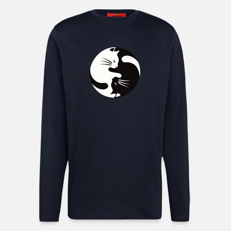 2 cats cuddle ,ying yang - Longsleeve - made by SPREAD  - DARK NAVY