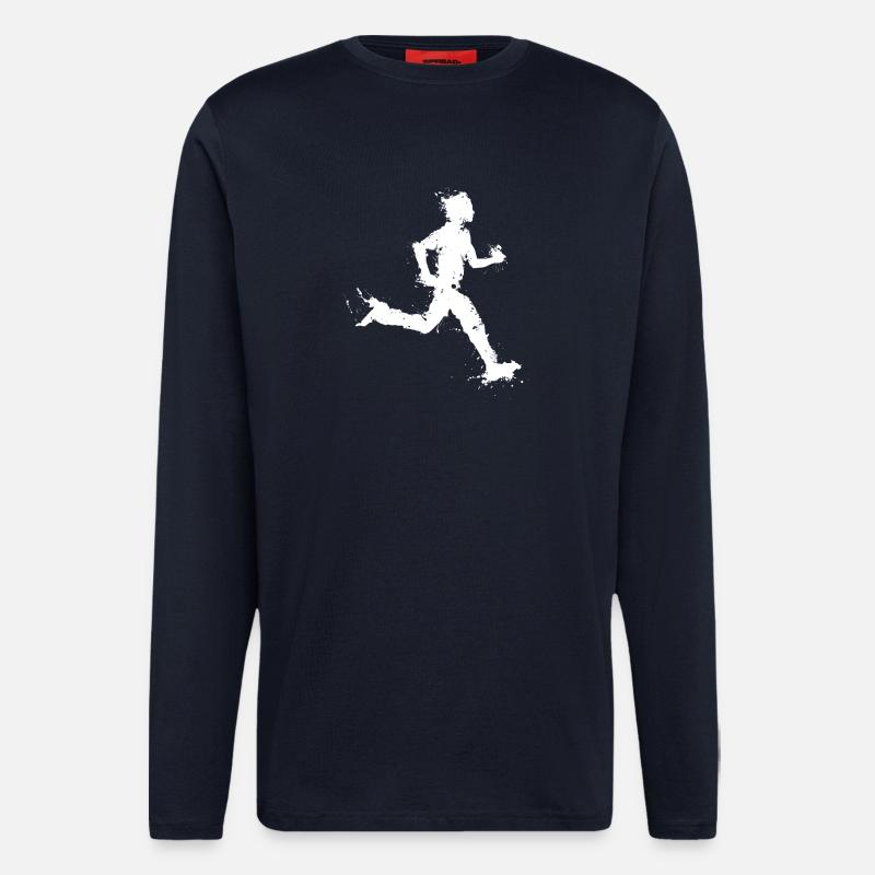 Running man - running man - marathon - Longsleeve - made by SPREAD  - DARK NAVY