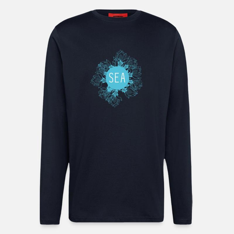 Meeresblüte Blau Seemotiv - Langarmshirt - made by SPREAD  - DARK NAVY