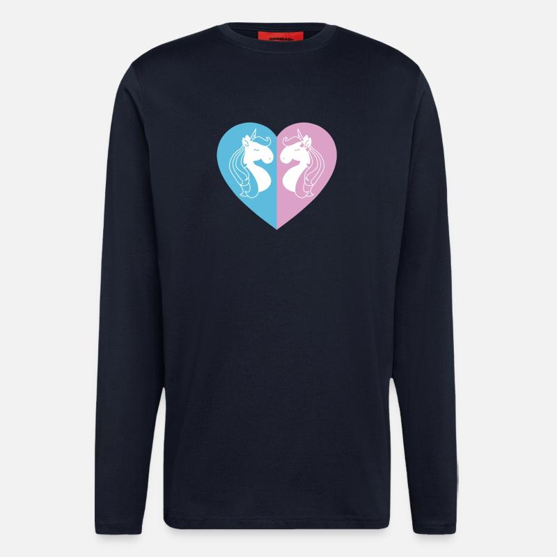 Zweiseitiges Einhornherz - Langarmshirt - made by SPREAD  - DARK NAVY