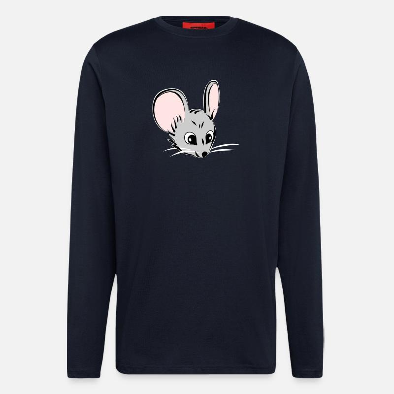 Maus Mauskopf Mäusekopf - Langarmshirt - made by SPREAD  - DARK NAVY