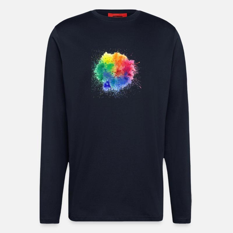 Pop de couleur Design - Manches longues bio décontracté fabriqué en UE - DARK NAVY