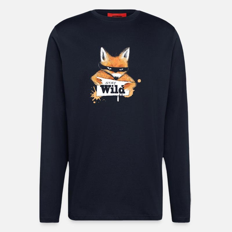 Fuchs mit einer Nachricht - Langarmshirt - made by SPREAD  - DARK NAVY