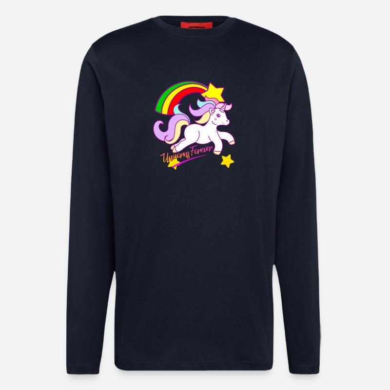 Regenbogen-Einhorn Forever - Langarmshirt - made by SPREAD  - DARK NAVY