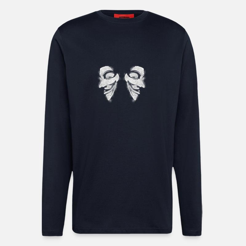 Anonymous v like vendetta Double Head - Longsleeve - made by SPREAD  - DARK NAVY