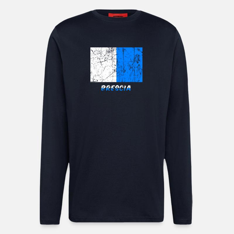 Drapeau Brescia drapeau Fahne drapeau drapeau - Manches longues bio décontracté fabriqué en UE - DARK NAVY