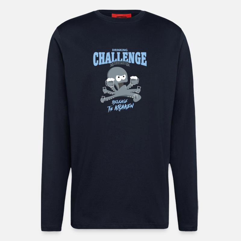 drinking challenge accepted - release the kraken - Longsleeve - made by SPREAD  - DARK NAVY