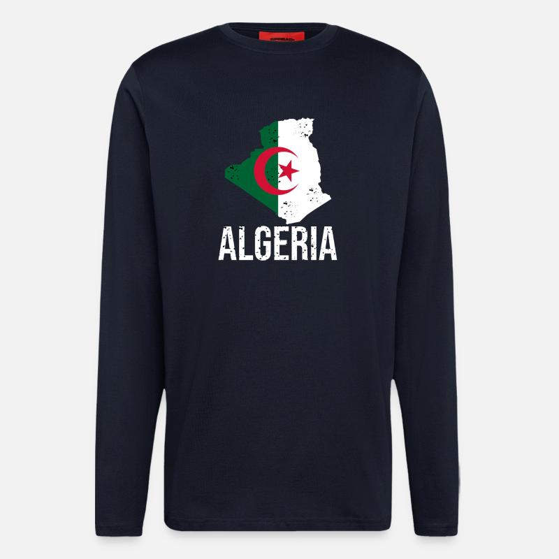 Algerische Flagge im Karten-Design - Langarmshirt - made by SPREAD  - DARK NAVY