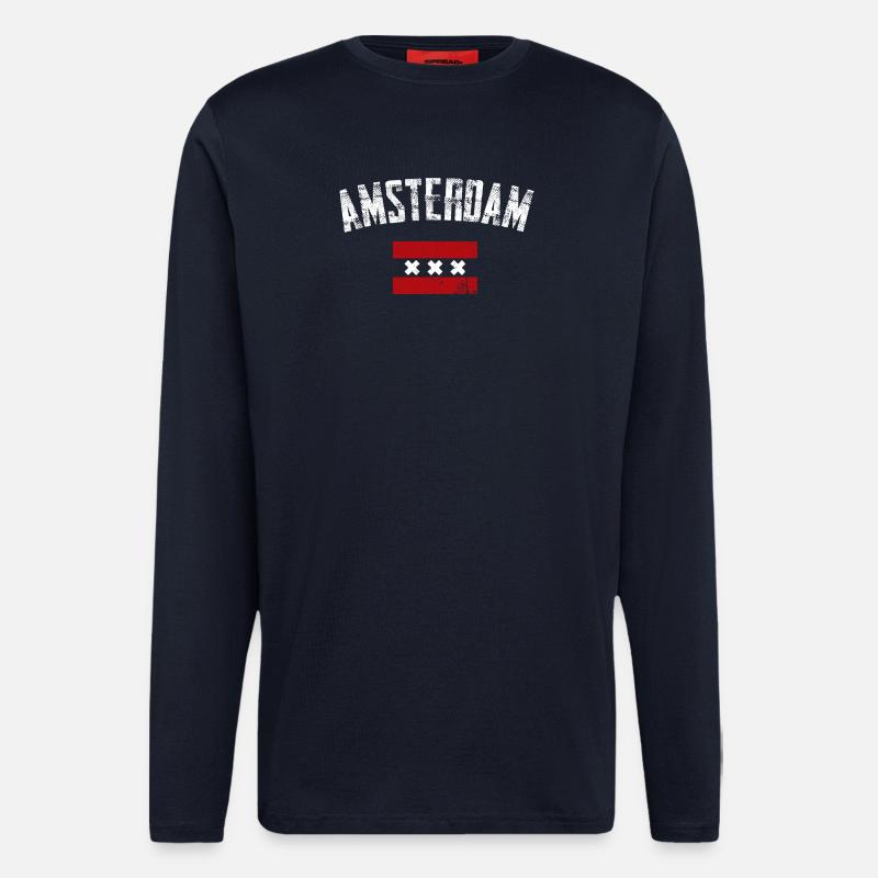 Amsterdam Bold Crest Tee - Longsleeve - made by SPREAD  - DARK NAVY