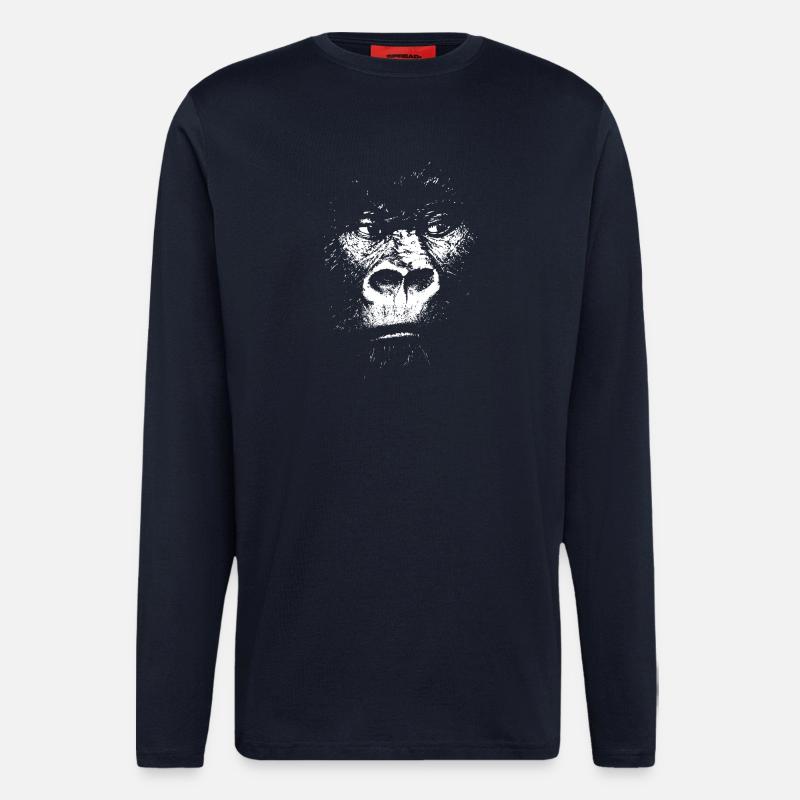 Illustration de singe expressionniste, gorille - Manches longues bio décontracté fabriqué en UE - DARK NAVY