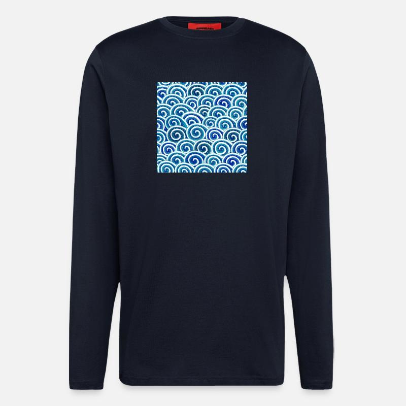 Expressive wave pattern in blue - Longsleeve - made by SPREAD - DARK NAVY