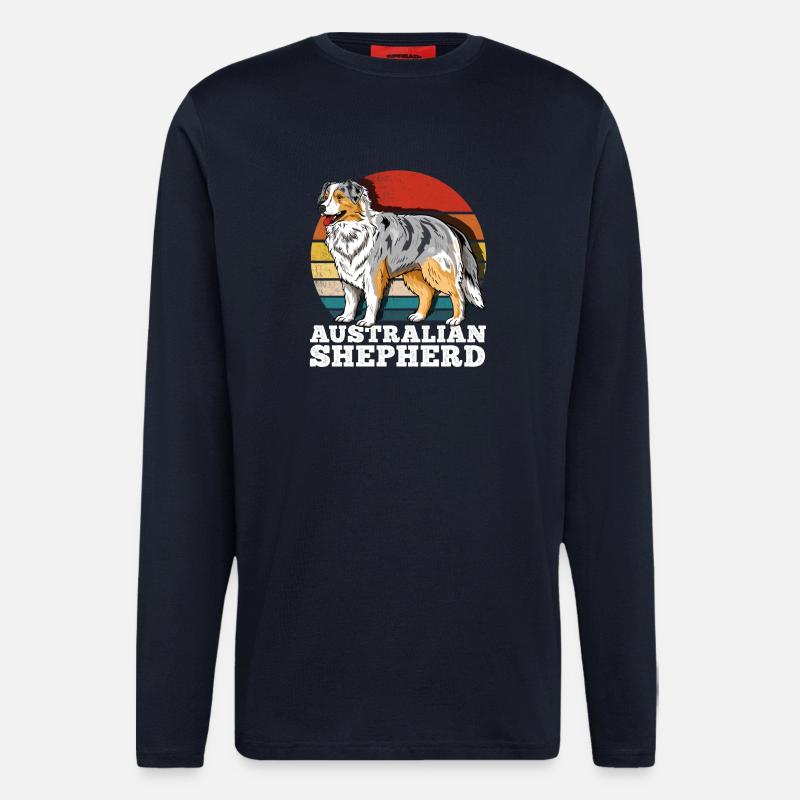 Australian Shepherd Aussie Retro - Langarmshirt - made by SPREAD - DARK NAVY