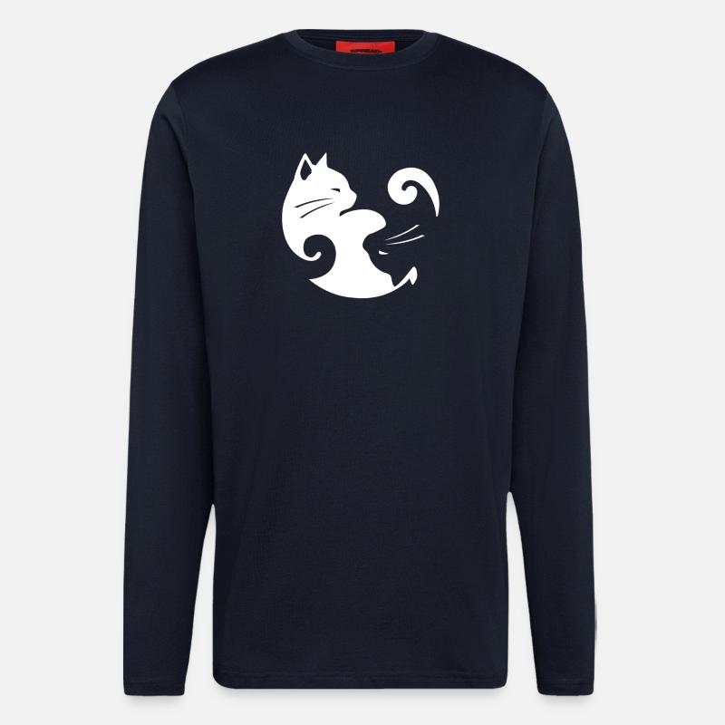 Équilibre du chat Yin Yang - Manches longues bio décontracté fabriqué en UE - DARK NAVY