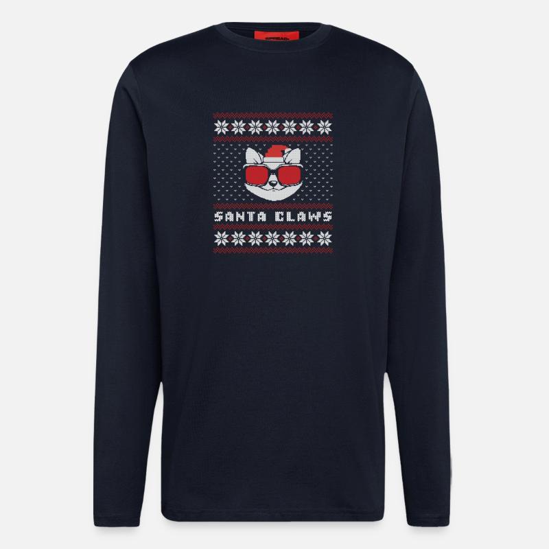 Santa Claws Cat - Longsleeve - made by SPREAD  - DARK NAVY