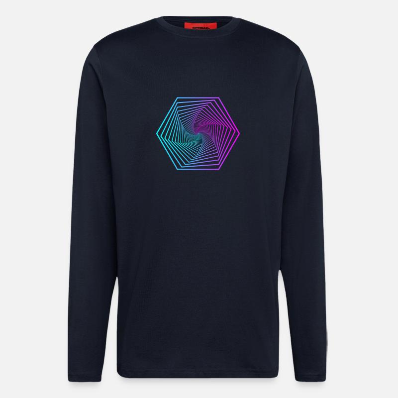 Neon-Polygonspirale Gradient - Langarmshirt - made by SPREAD  - DARK NAVY