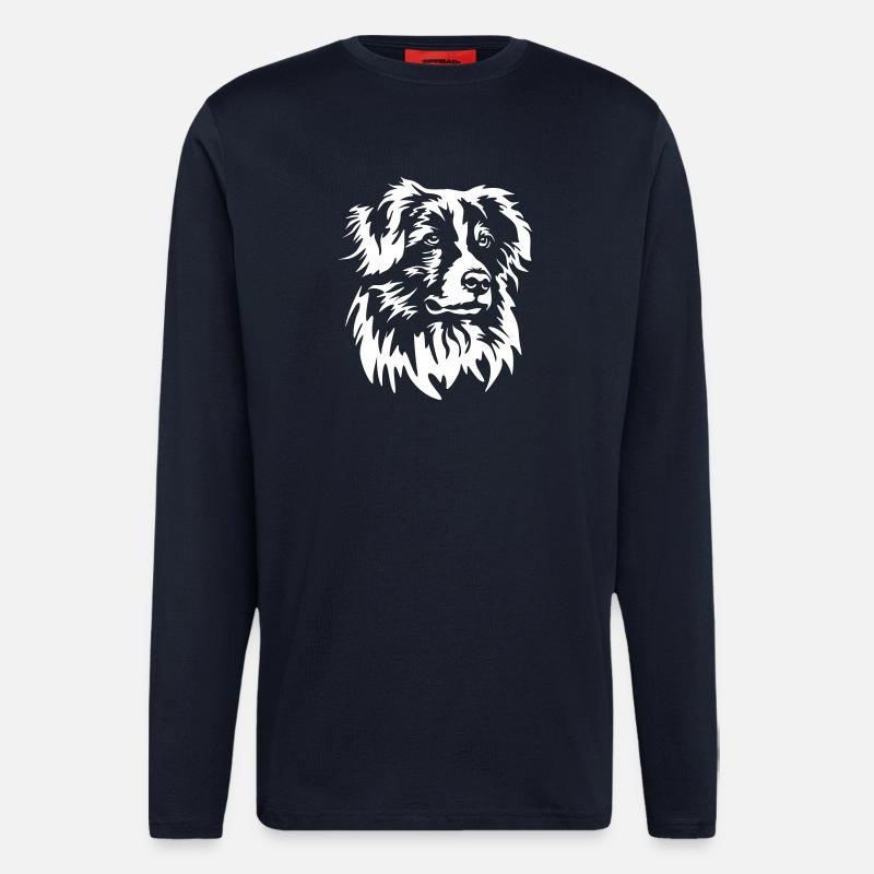 Australian Shepherd head "Black Edition" - Longsleeve - made by SPREAD  - DARK NAVY