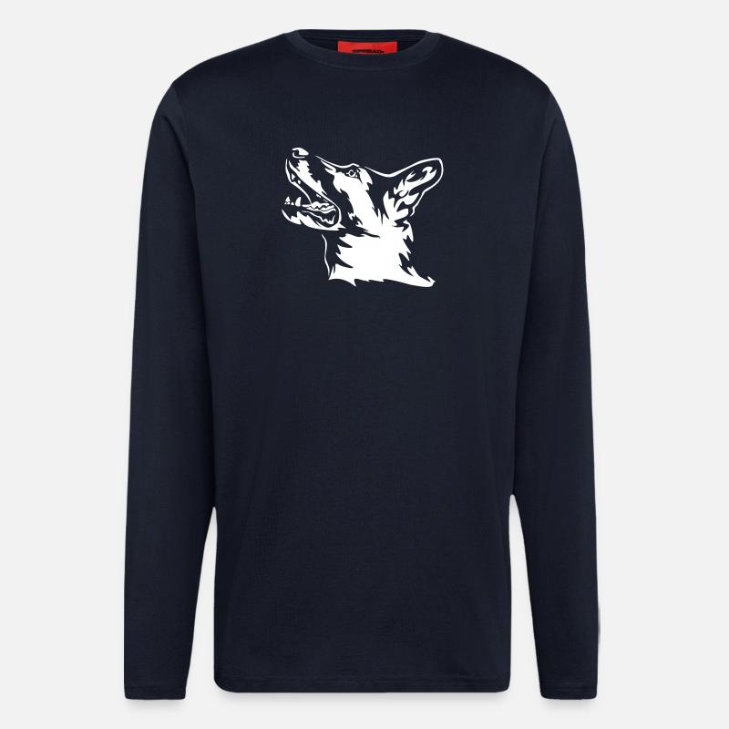 German Shepherd Head "Black Edition" - Longsleeve - made by SPREAD  - DARK NAVY