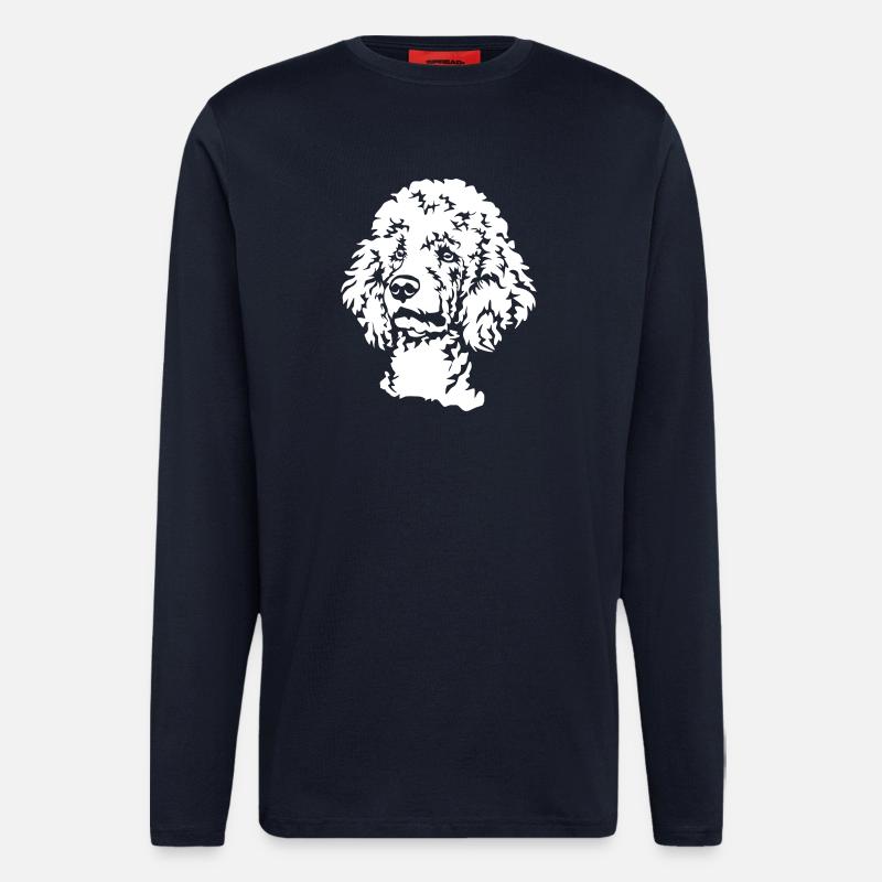 Tête de caniche « Black Edition » - Manches longues bio décontracté fabriqué en UE - DARK NAVY
