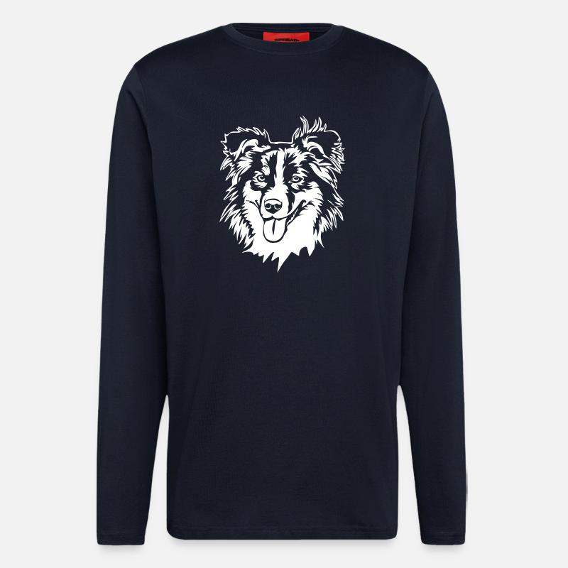 Australian Shepherd Kopf "Black Edition" - Langarmshirt - made by SPREAD - DARK NAVY