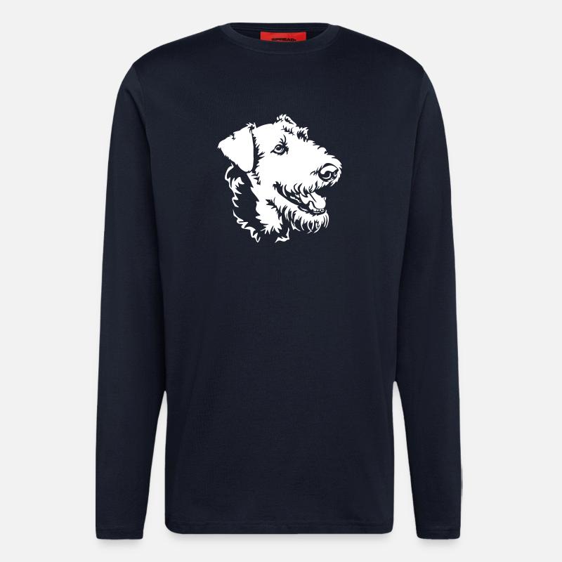 Airedale Terrier Kopf "Black Edition" - Langarmshirt - made by SPREAD  - DARK NAVY