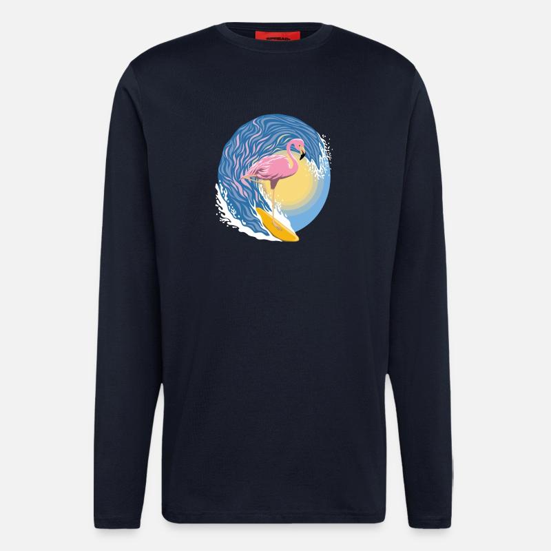 Flamingo-Surfer - Langarmshirt - made by SPREAD  - DARK NAVY