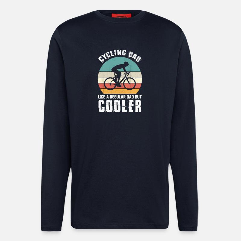 Fahrradfahrender Vater - Langarmshirt - made by SPREAD  - DARK NAVY