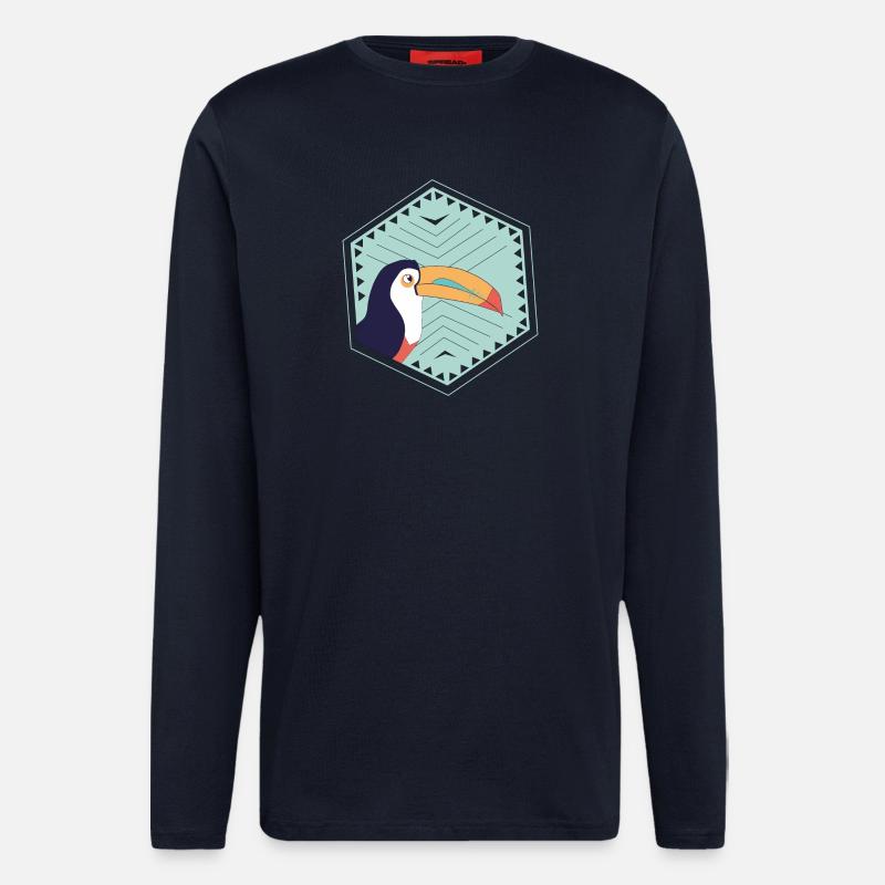 Bunter Tukan - türkis - Langarmshirt - made by SPREAD  - DARK NAVY