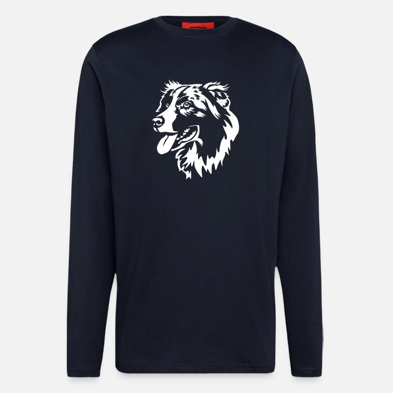 Australian Shepherd Head "Black Edition" - Longsleeve - made by SPREAD  - DARK NAVY