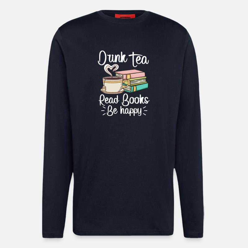 Buch Tee Bücher und Tee - Langarmshirt - made by SPREAD  - DARK NAVY