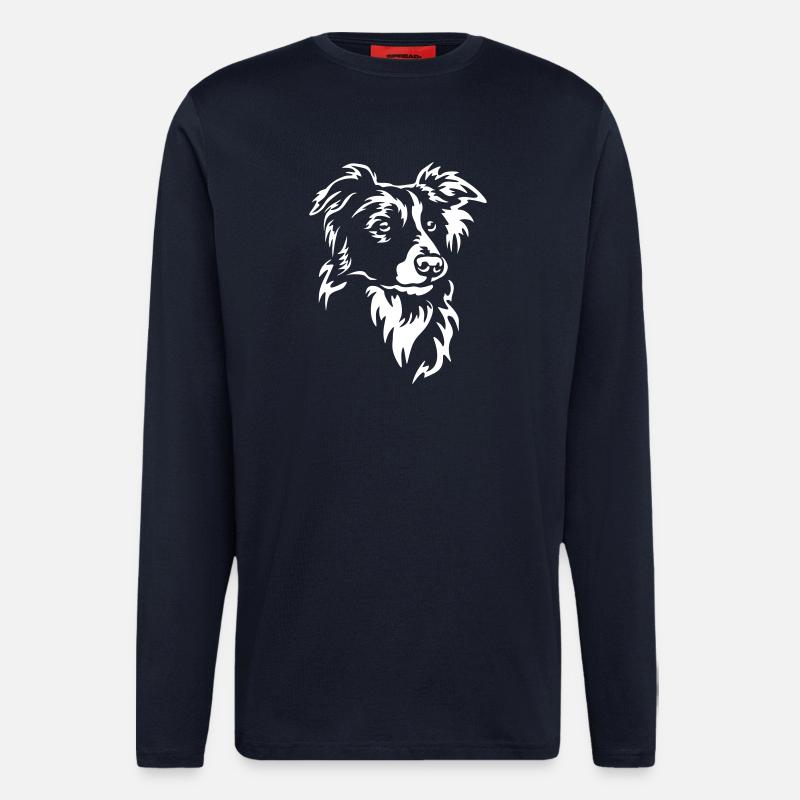 Border Collie Kopf "Black Edition" - Langarmshirt - made by SPREAD  - DARK NAVY