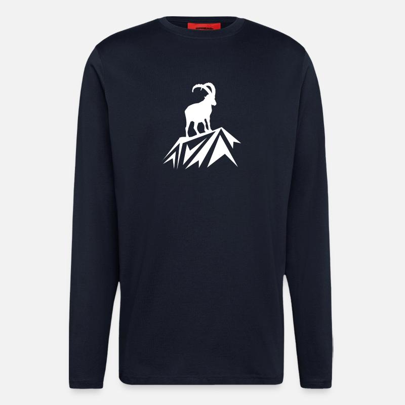 Steinbock Wandern Berge - Langarmshirt - made by SPREAD - DARK NAVY