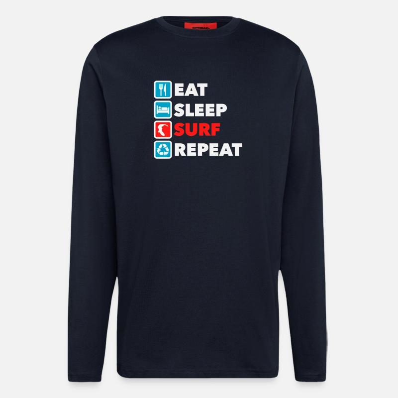 Eat Sleep Surf Repeat - Langarmshirt - made by SPREAD  - DARK NAVY