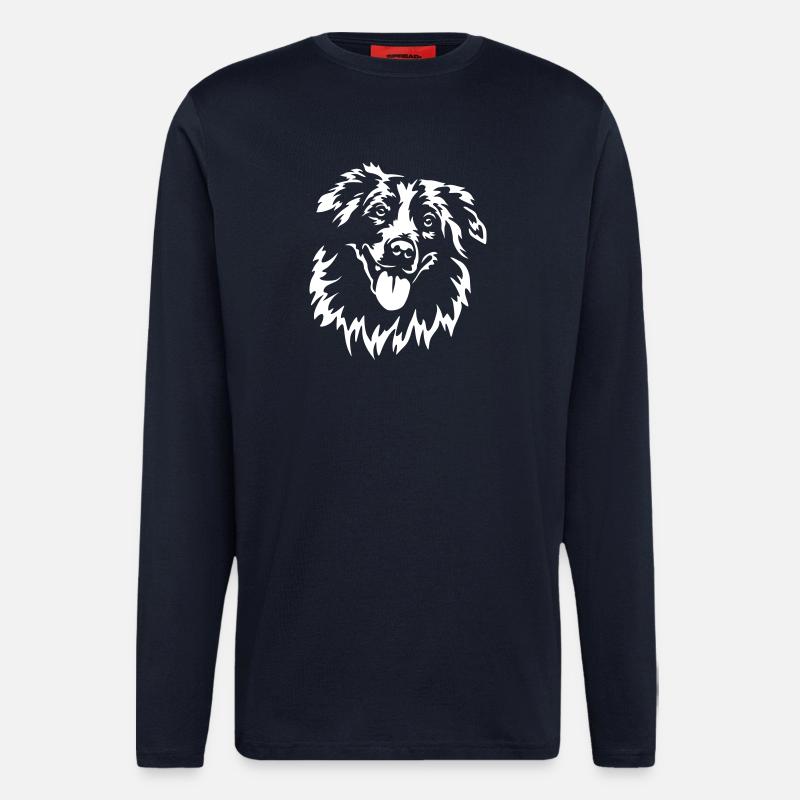 Australian Shepherd Head "Black Edition" - Longsleeve - made by SPREAD  - DARK NAVY