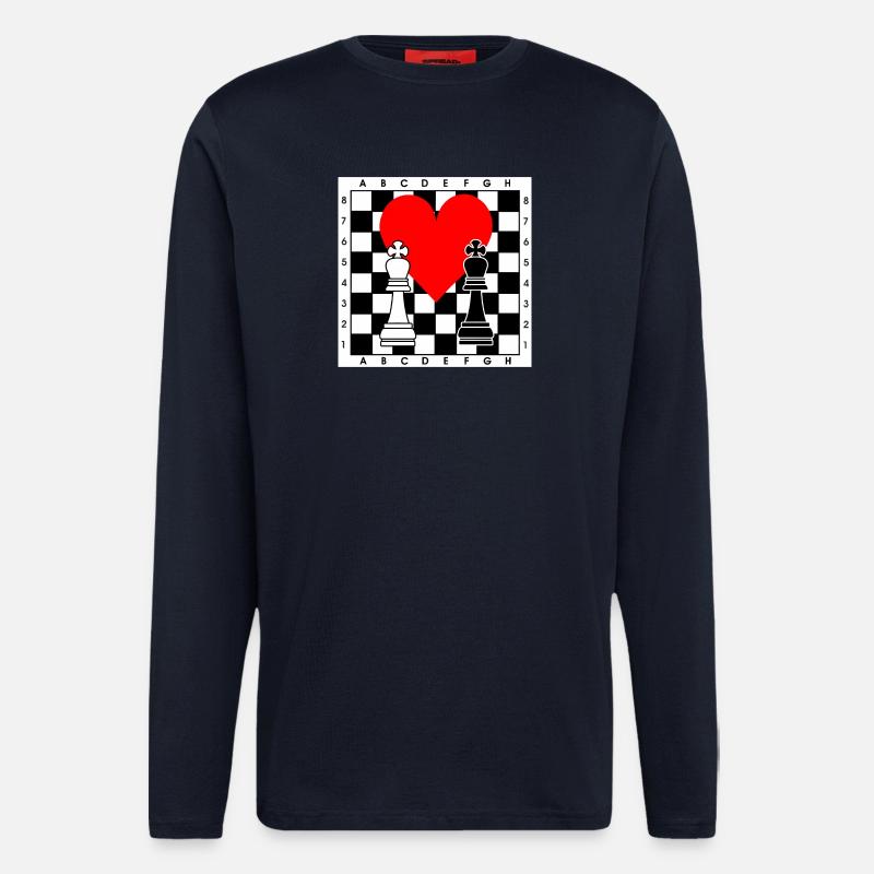 Chess board with heart - Longsleeve - made by SPREAD  - DARK NAVY