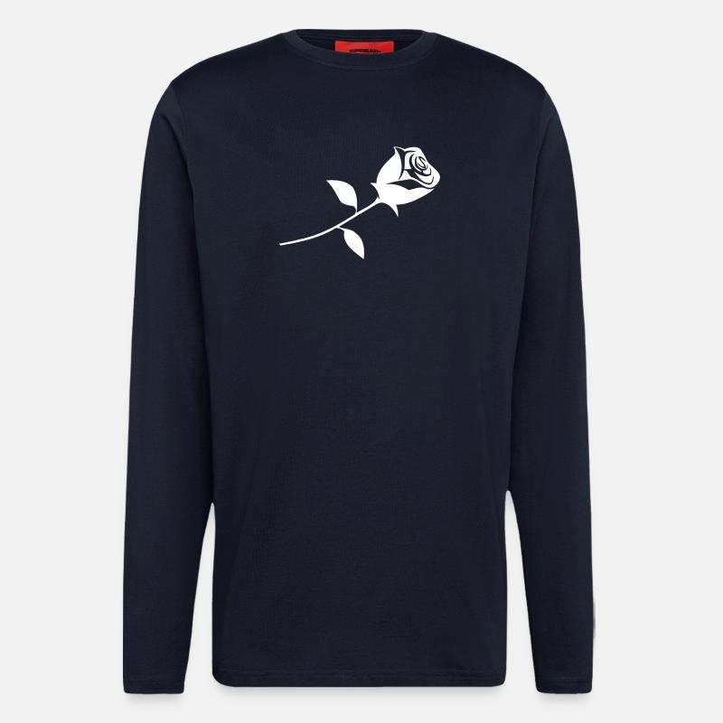 Une rose - Manches longues bio décontracté fabriqué en UE - DARK NAVY