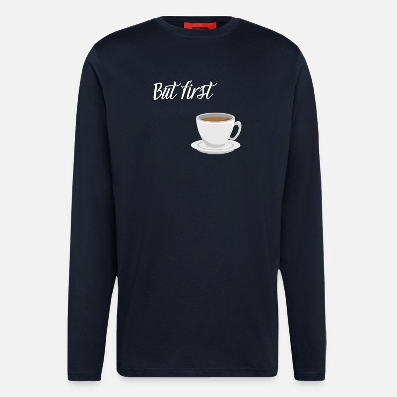 Premier café - Coffee Design - Manches longues bio décontracté fabriqué en UE - DARK NAVY