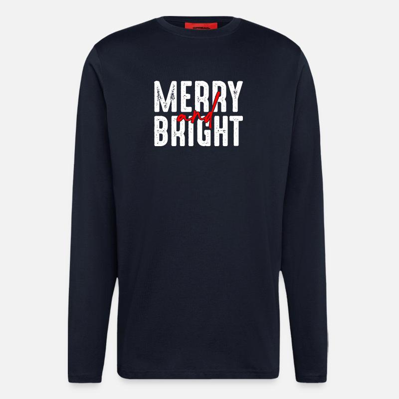 Merry and Bright Christmas Script - Longsleeve - made by SPREAD - DARK NAVY