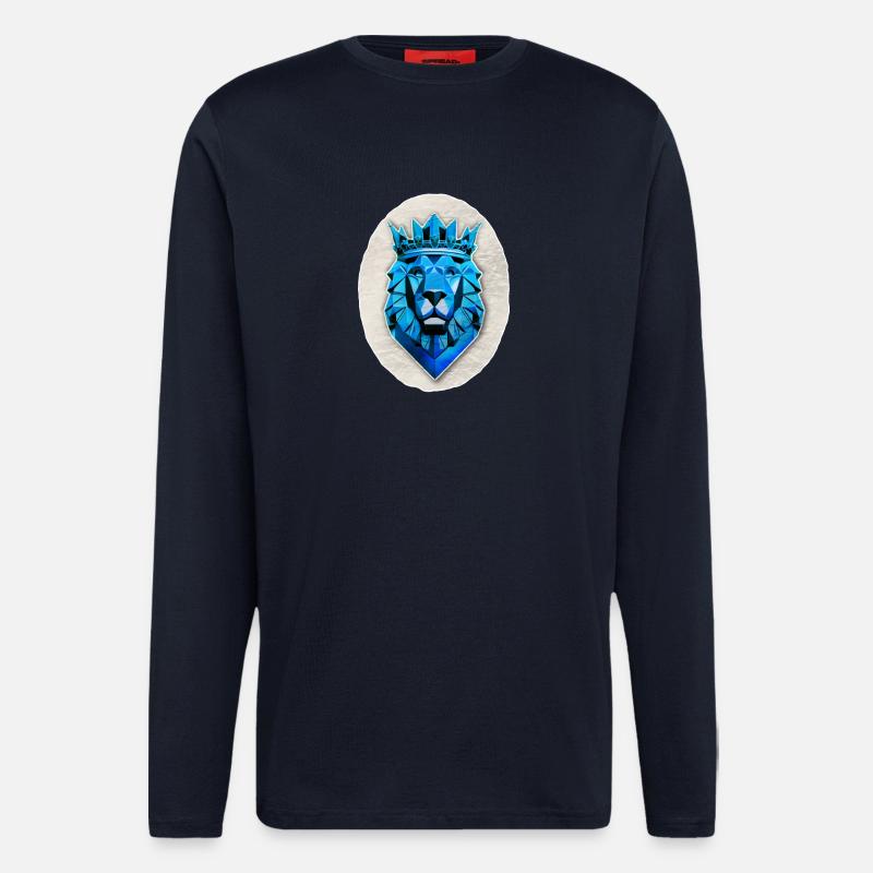 Blauer geometrischer Löwe - Polygon - Langarmshirt - made by SPREAD  - DARK NAVY