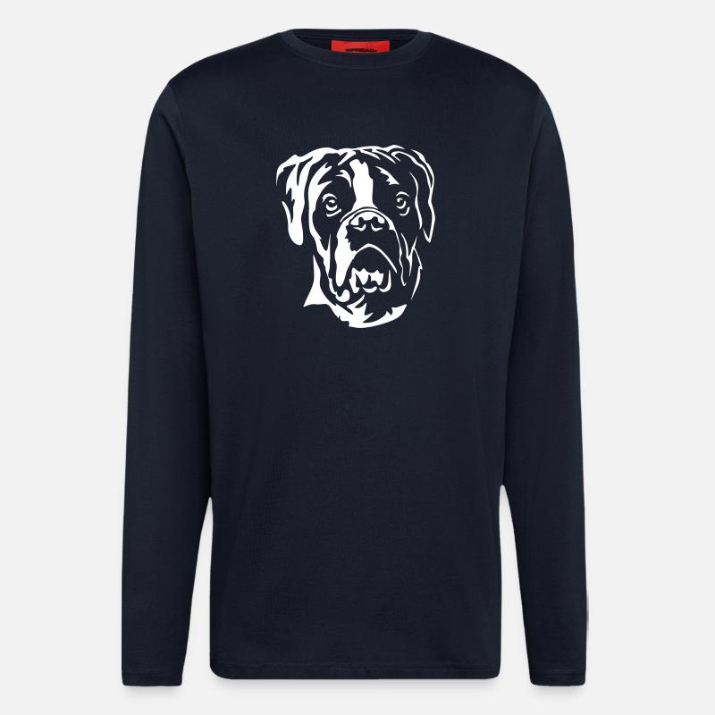 Boxer Head "Black Edition" - Longsleeve - made by SPREAD  - DARK NAVY